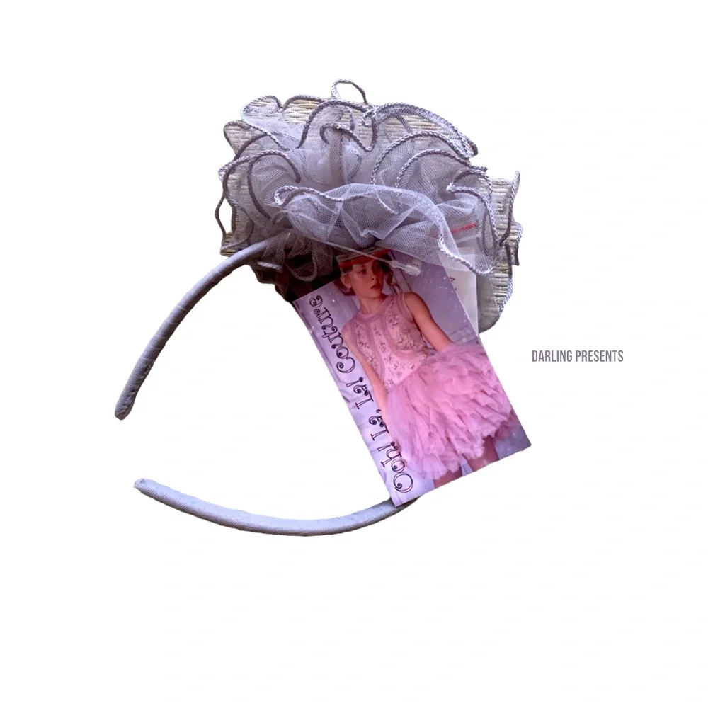 Ooh La La Couture Tulle Flower Headband Girls Color Gray